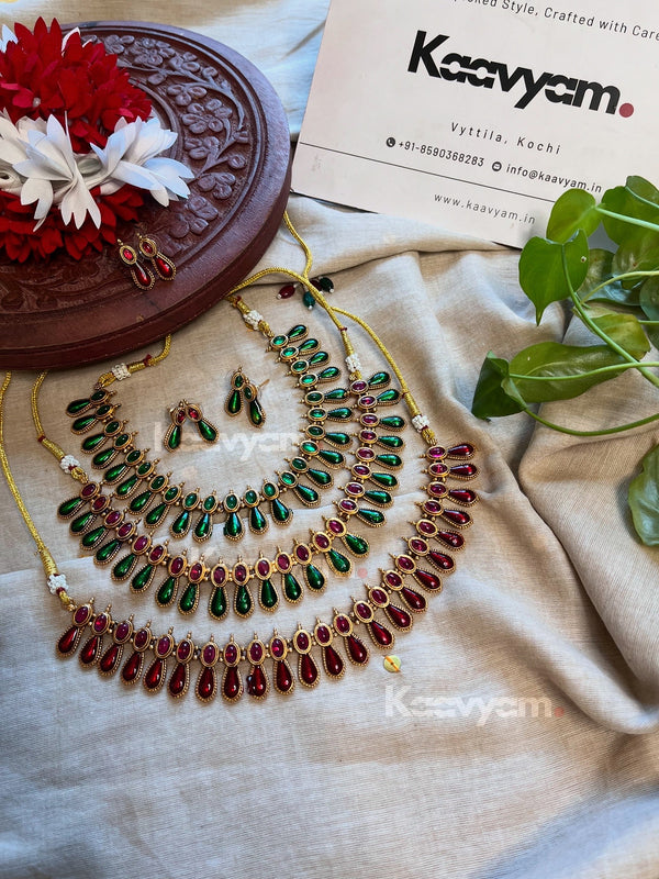 Enamel Palakka Neckpiece & Earrings