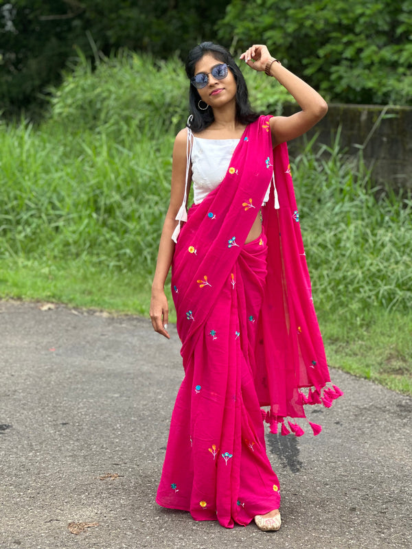 Phool - Embroidery Mul cotton saree