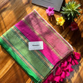 Tri Color Broad Border Mul Cotton Saree - Manka