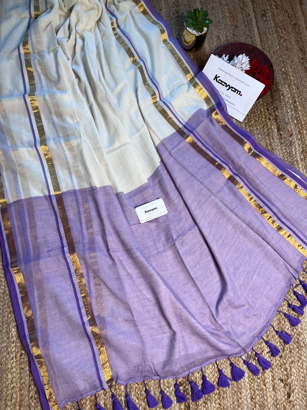 Blue Kara & Kasav Mul Cotton Saree