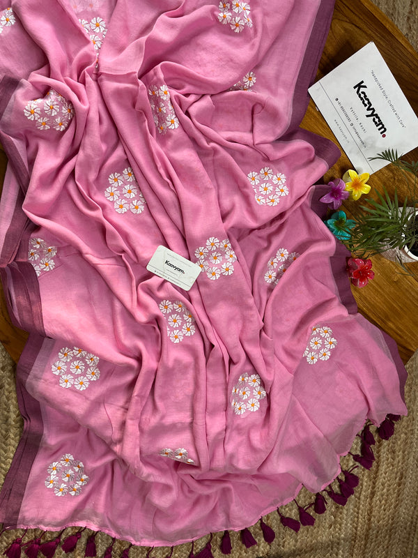 Lilly Bunch Embroidery Mul Cotton Saree