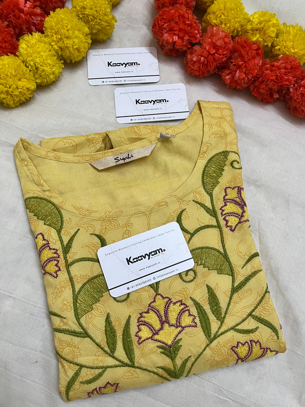 YELLOW EMBORIDERY KURTI