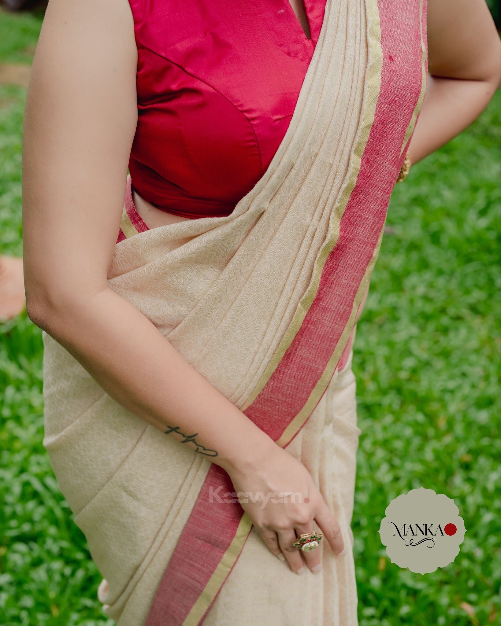 Cotton Zari Contrast Border Saree - MANKA