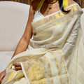 Pon Velli Kasav Linen Saree