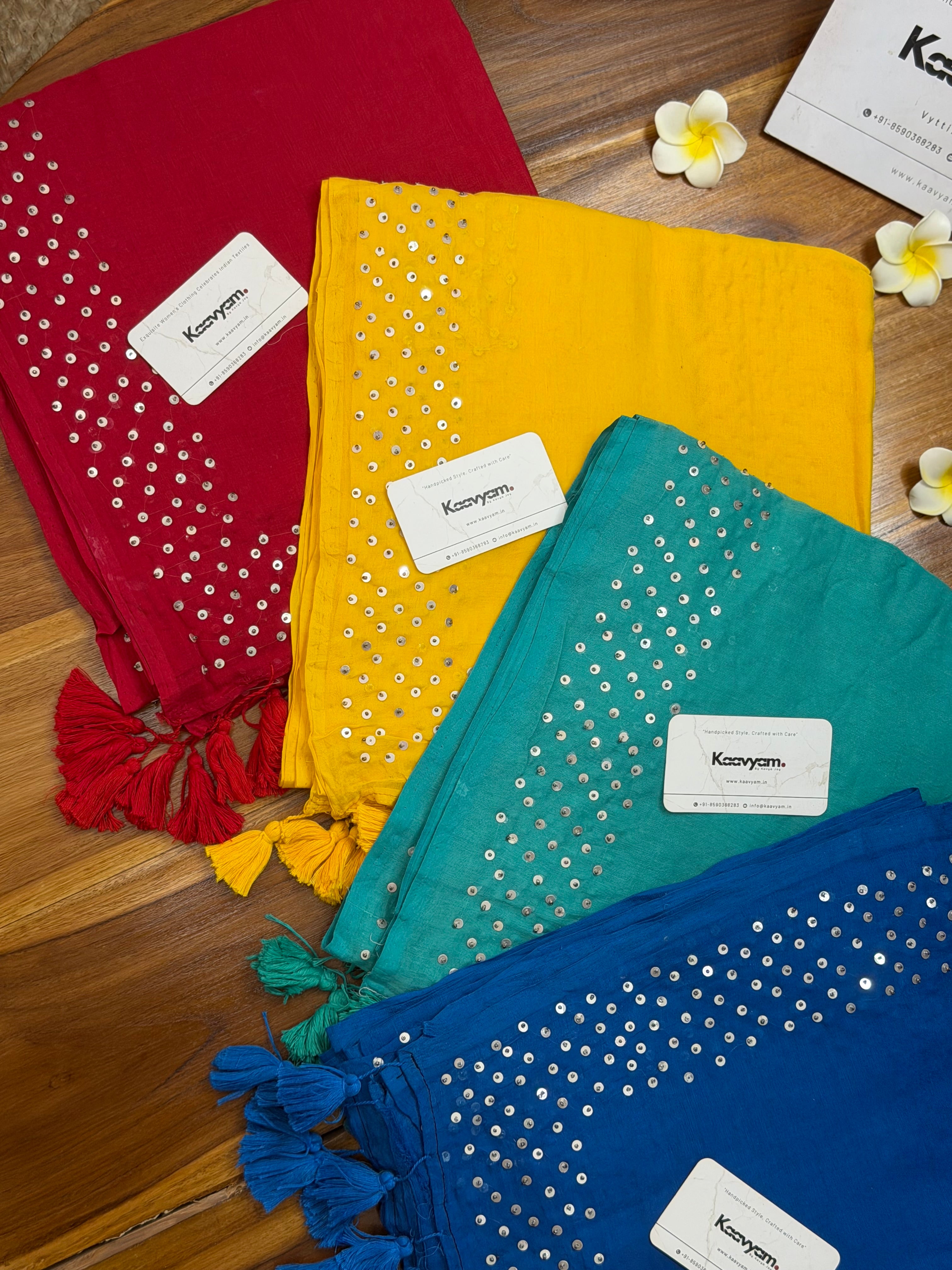 Sparkle Sequins Mul Cotton Saree