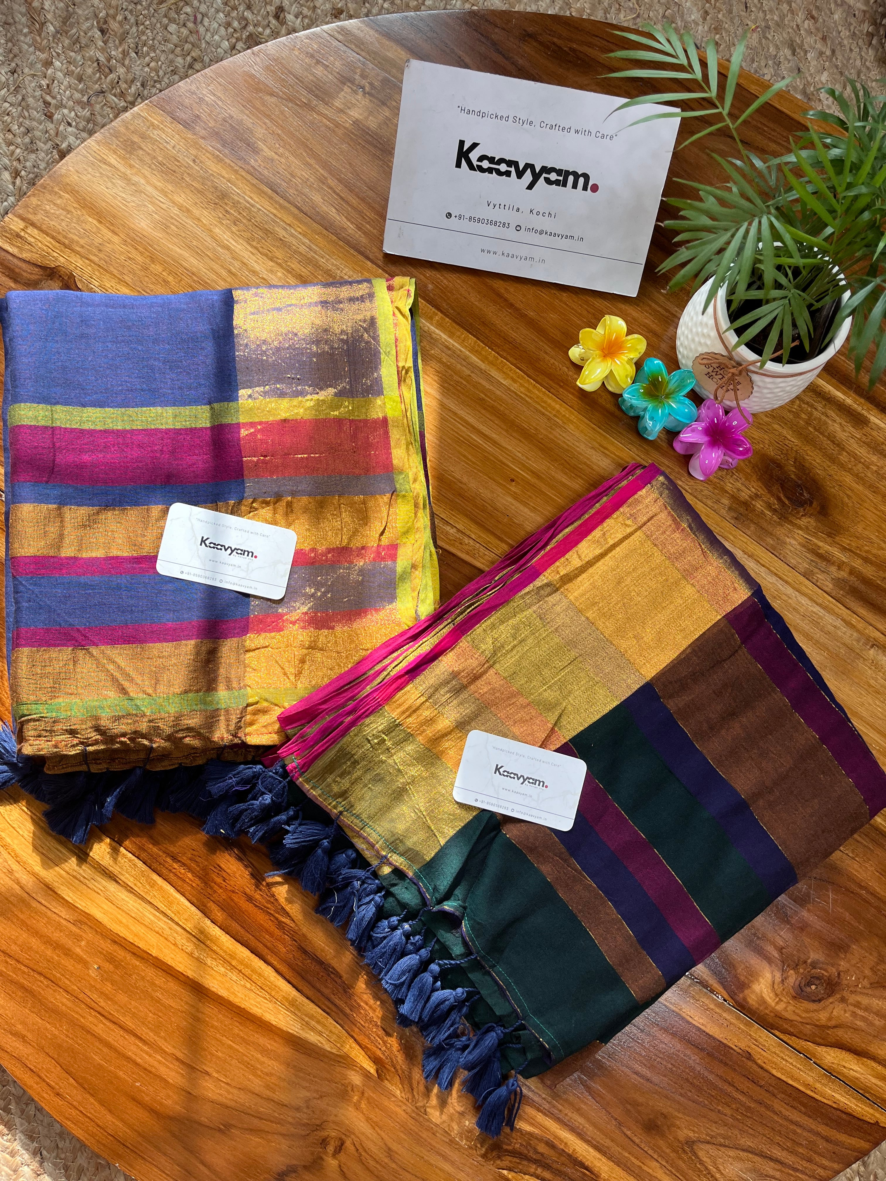 Multi Color Pallu Mul Cotton Saree