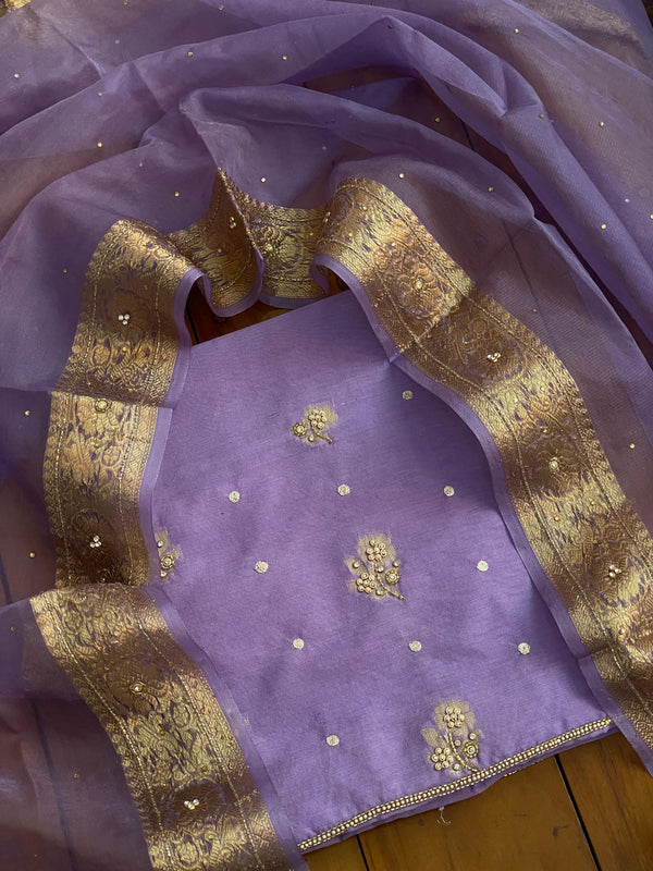 Banarasi Chanderi Hand Work Suit