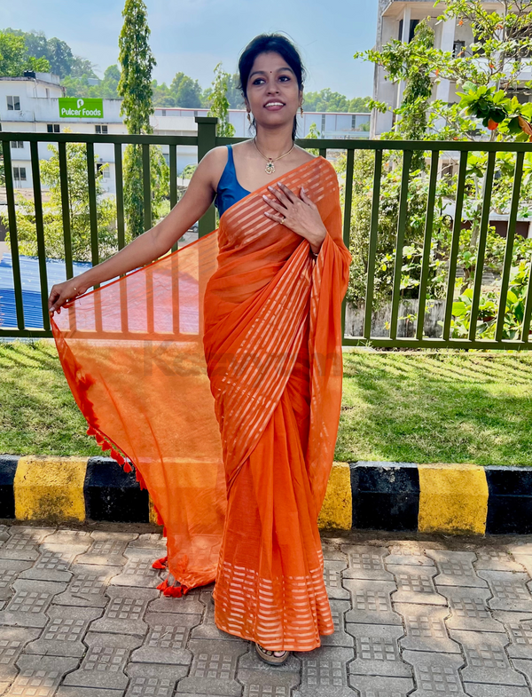 Stripes Border Mul Cotton Saree