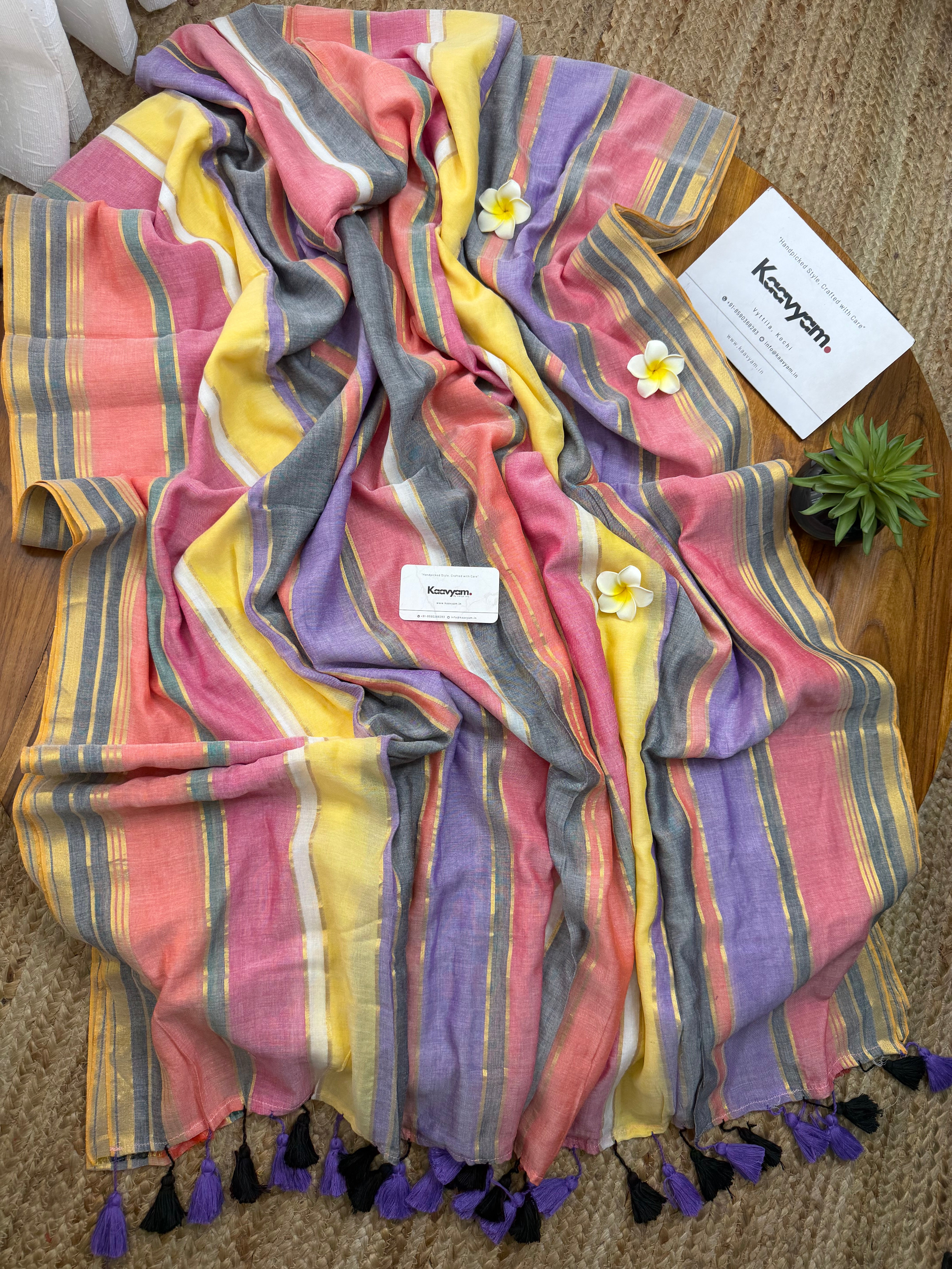Vibrant Stripe Mul Cotton Saree