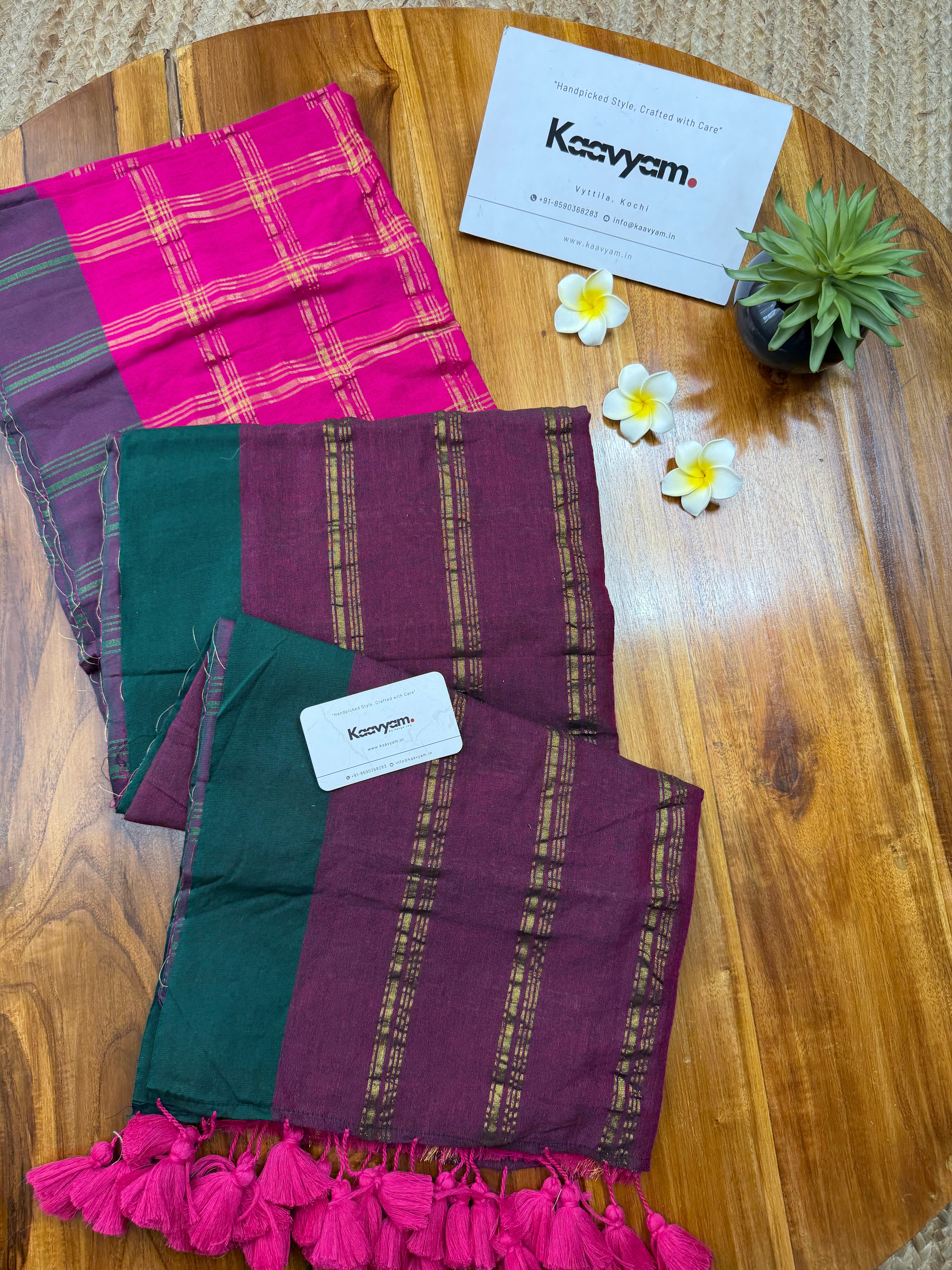 Breezy Pink Check Saree