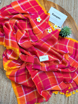 Checks Charm Linen Saree