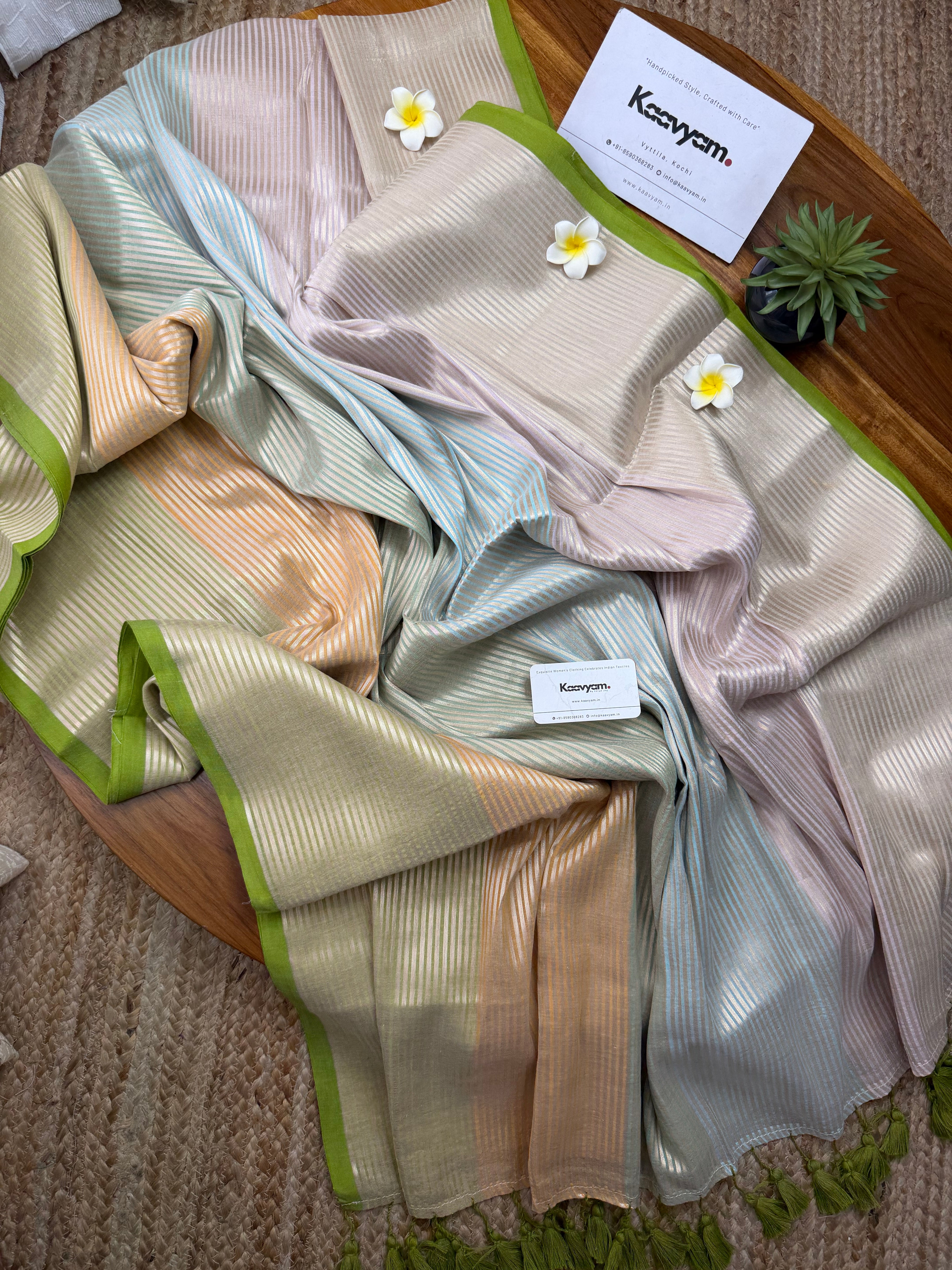 Leaf Line Tissue Silk Saree