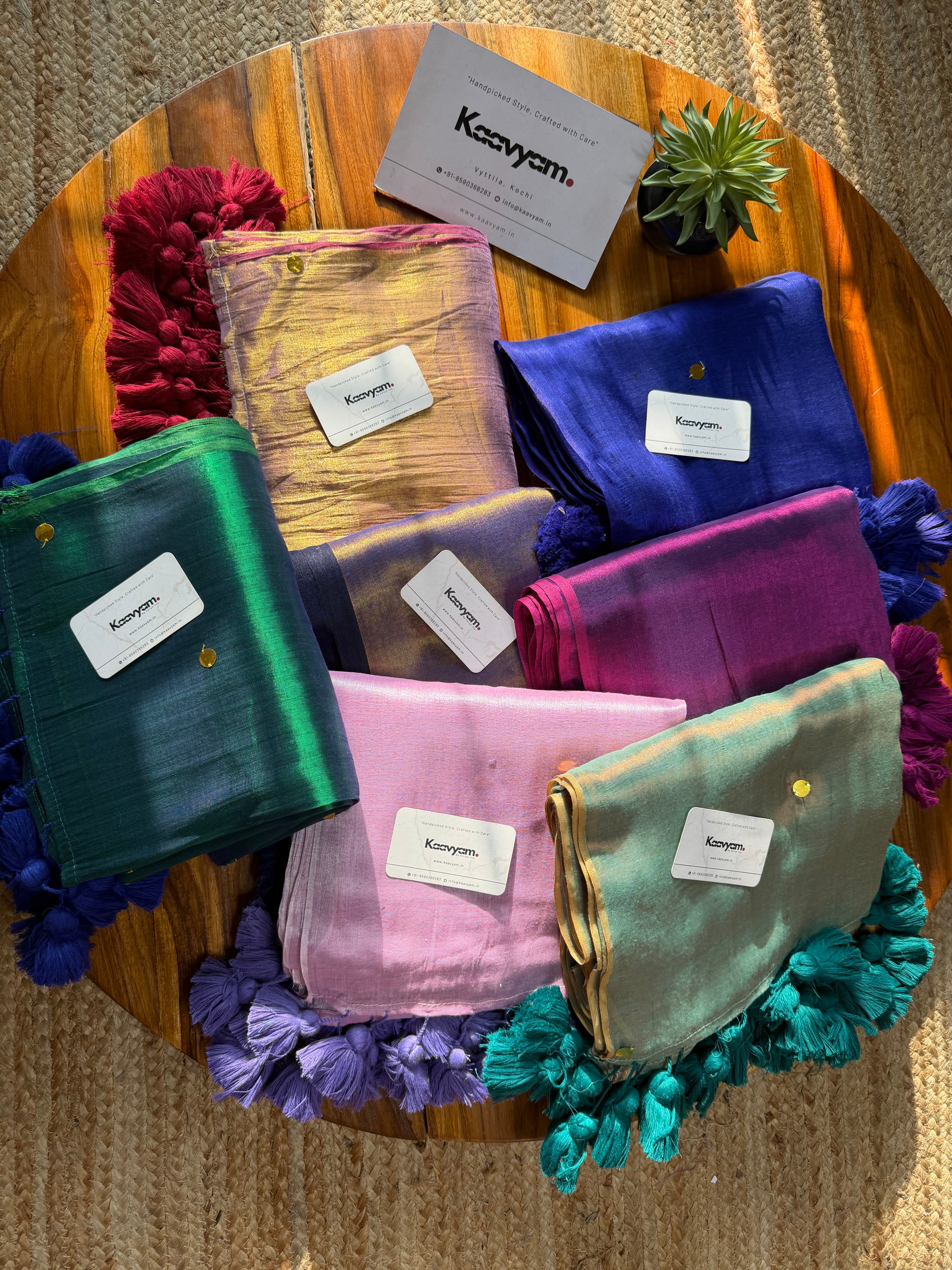 Tissue Sequins Saree with Big Tassels