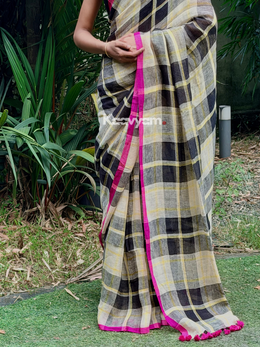 Pop Checks Linen Saree