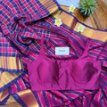 Check & Stripe Fusion Mul Cotton Saree