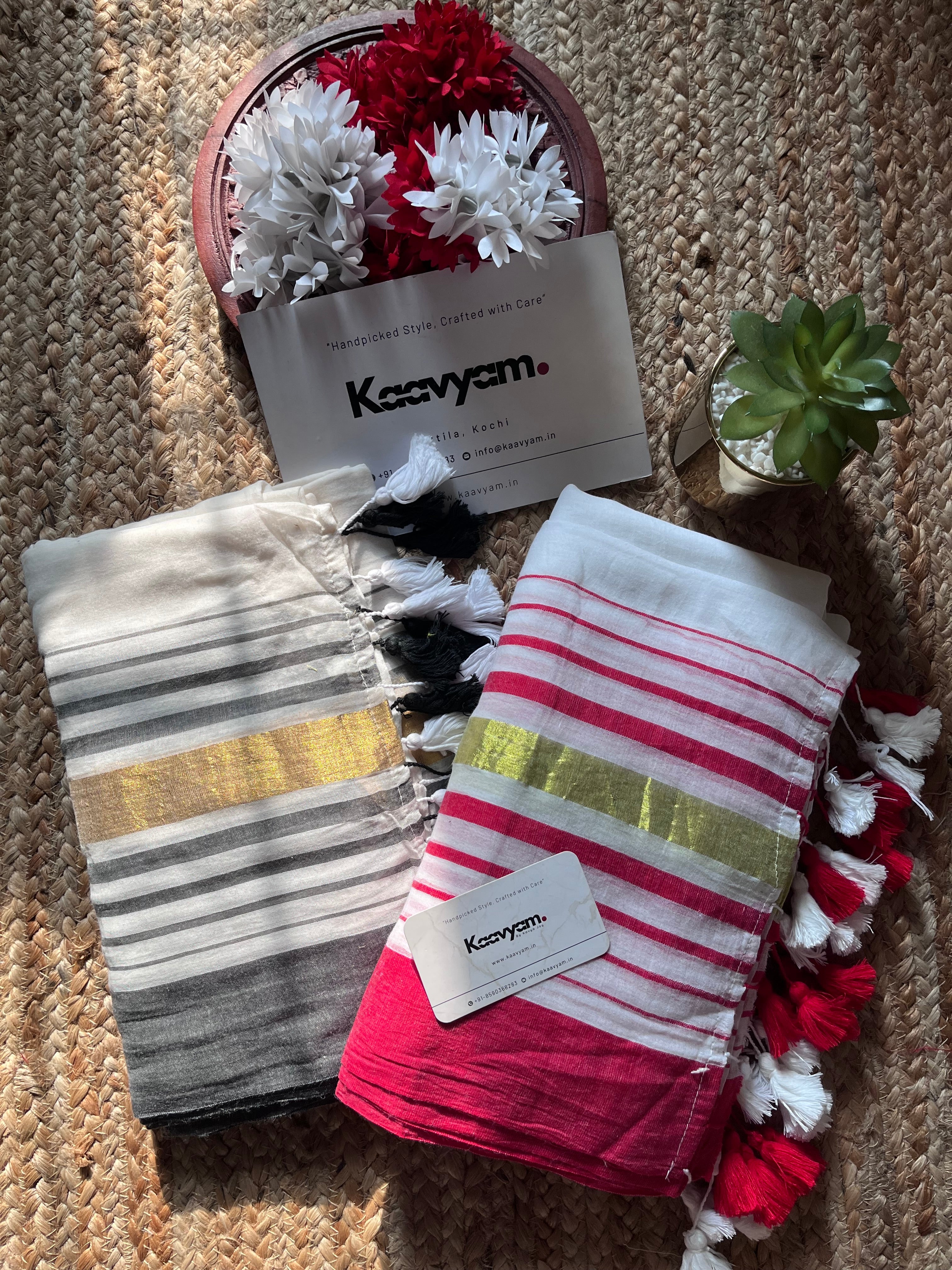 Kasav & Kara Border Mul Cotton Sarees