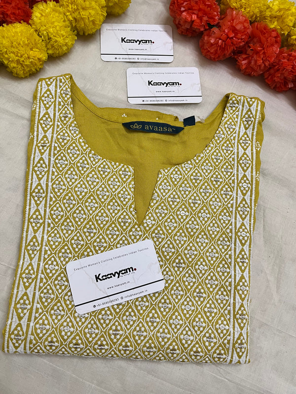 YELLOW HEAVY YOKE KURTI