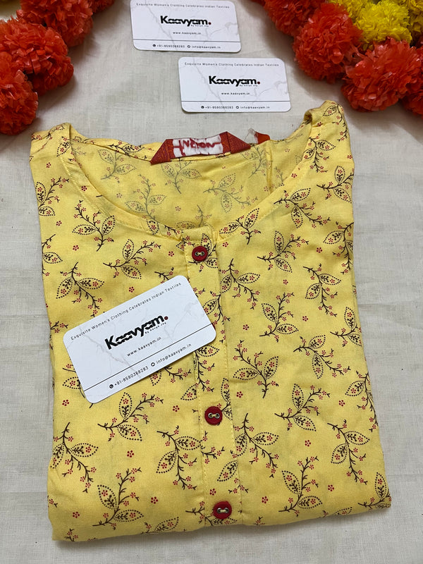 Yellow round neck kurti