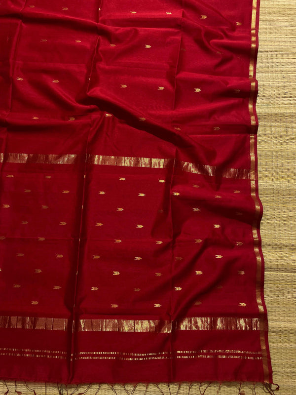 Red Maheshwari Silk Saree