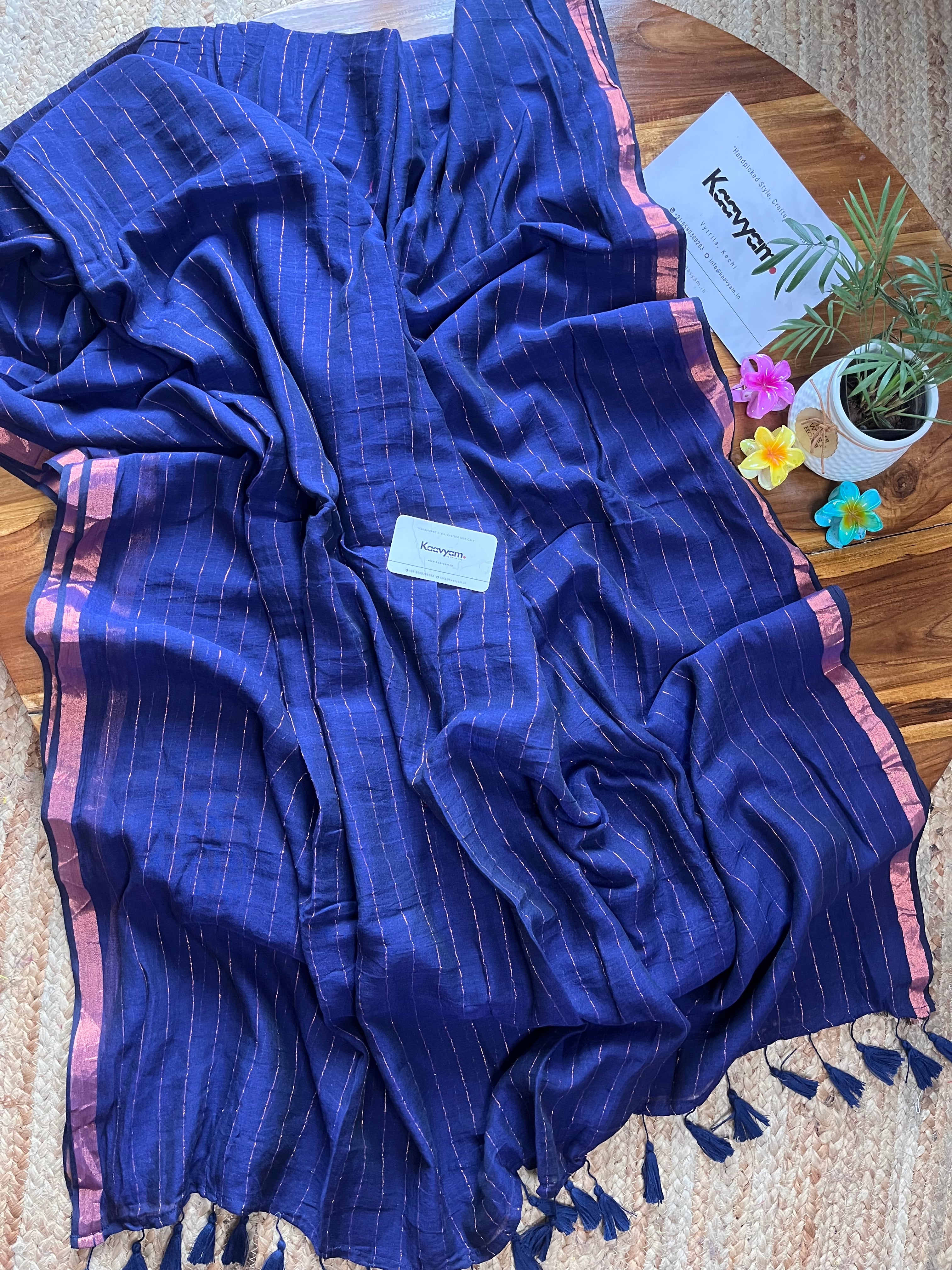 Copper Stripe Mul Cotton Saree