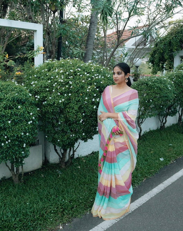 Rainbow  Mul Cotton Saree