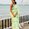 Tulip Hand painted Mul Cotton Saree