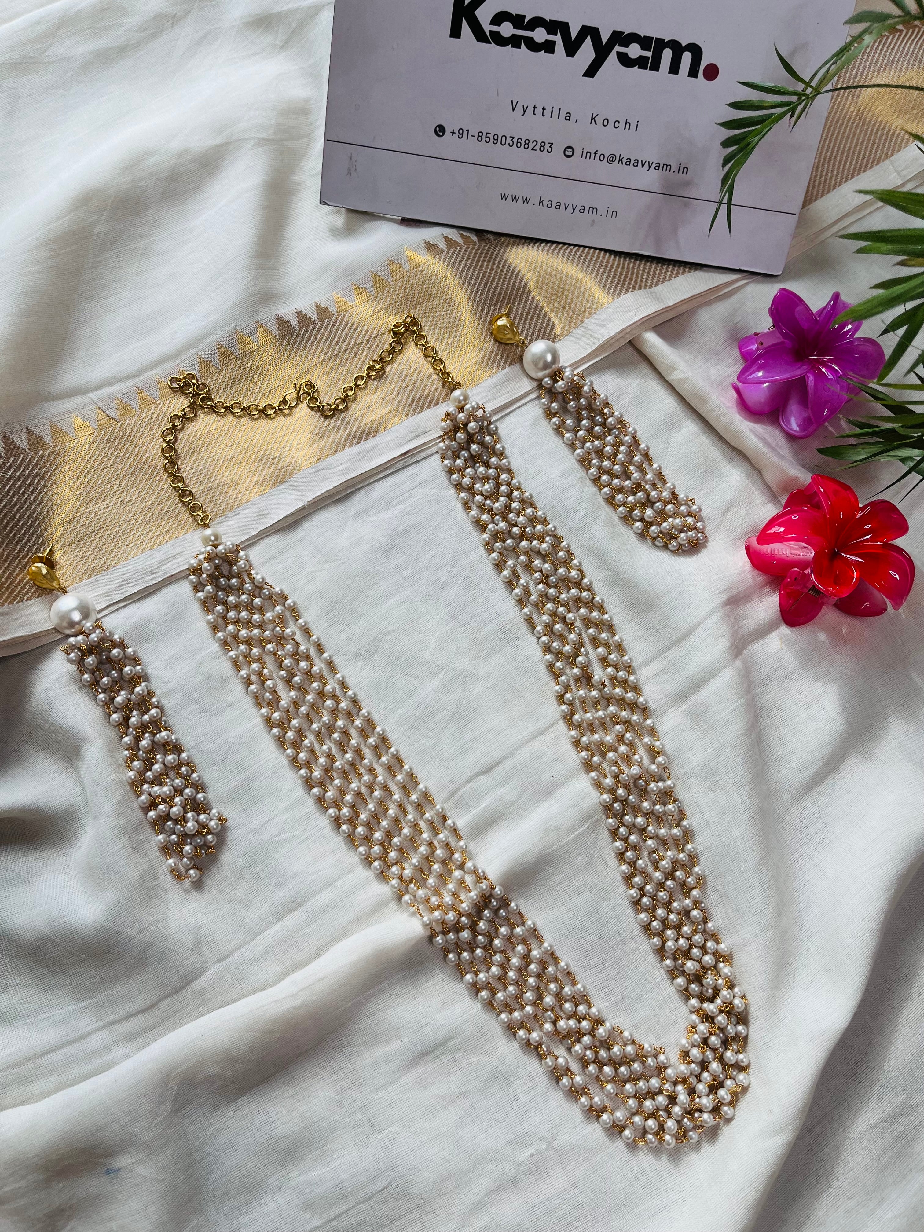 Heavy Pearl Layer Haaram & Earrings