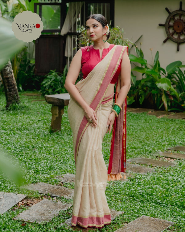 Cotton Zari Contrast Border Saree - MANKA