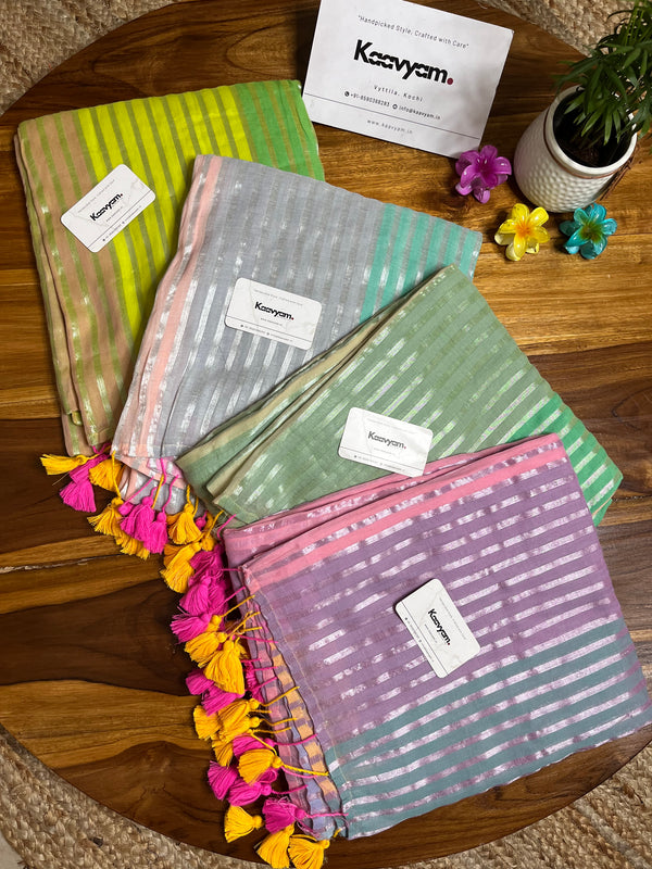 Multi Colour Stripe Tissue Silk Saree