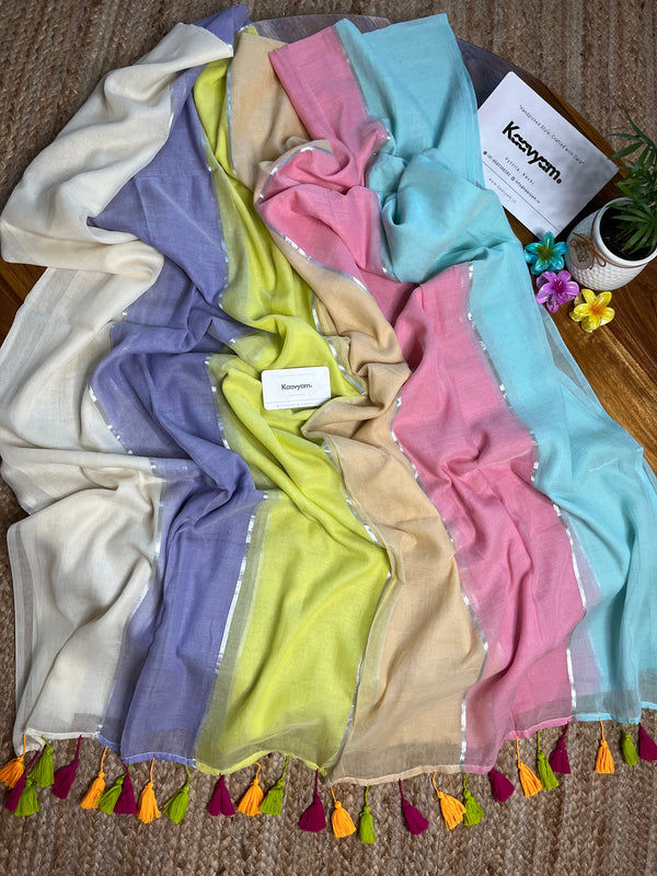 Pastel Stripe Mul Cotton Saree