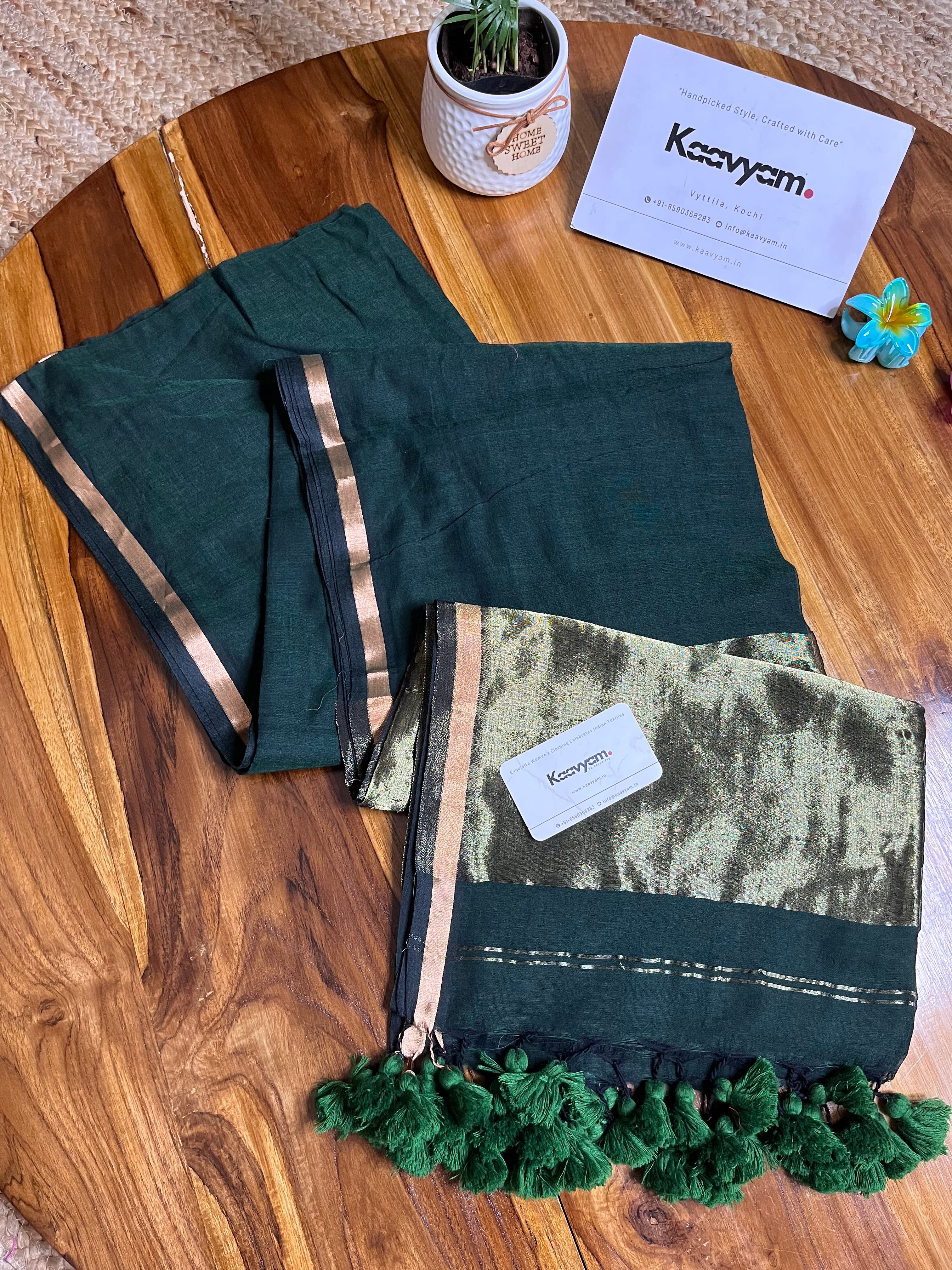 Goldy Tissue Pallu Mul Cotton Saree