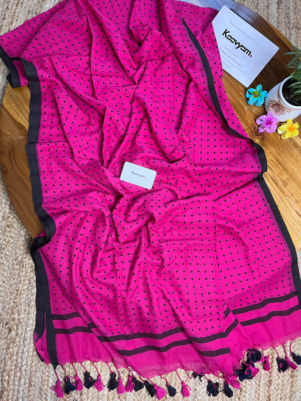 Small Polka Printed Mul Cotton Saree