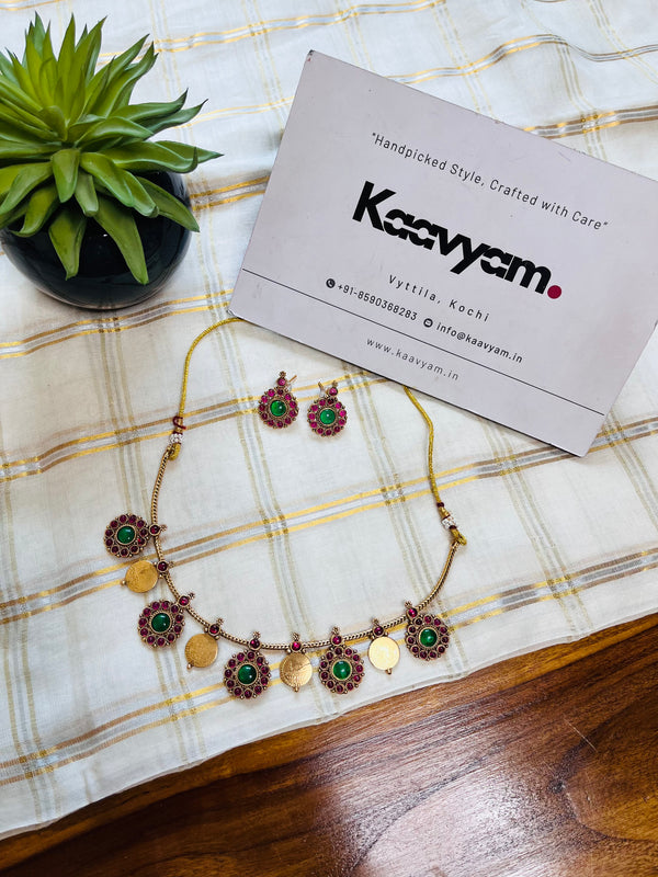 Coin Charm Necklace & Earrings