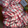 Red & White Plaid Check Mul Cotton Saree