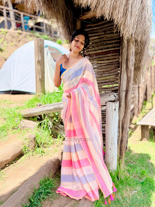 Rainbow  Mul Cotton Saree