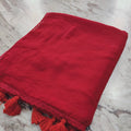 Red Lace Mul Cotton Saree