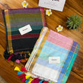 Rainbow Check Mul Cotton Saree