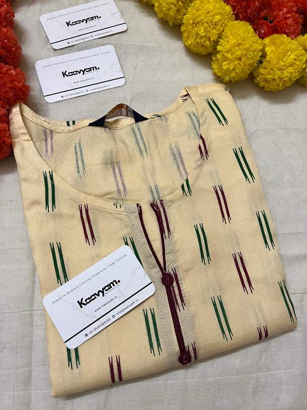 IKAT CREAM KURTI