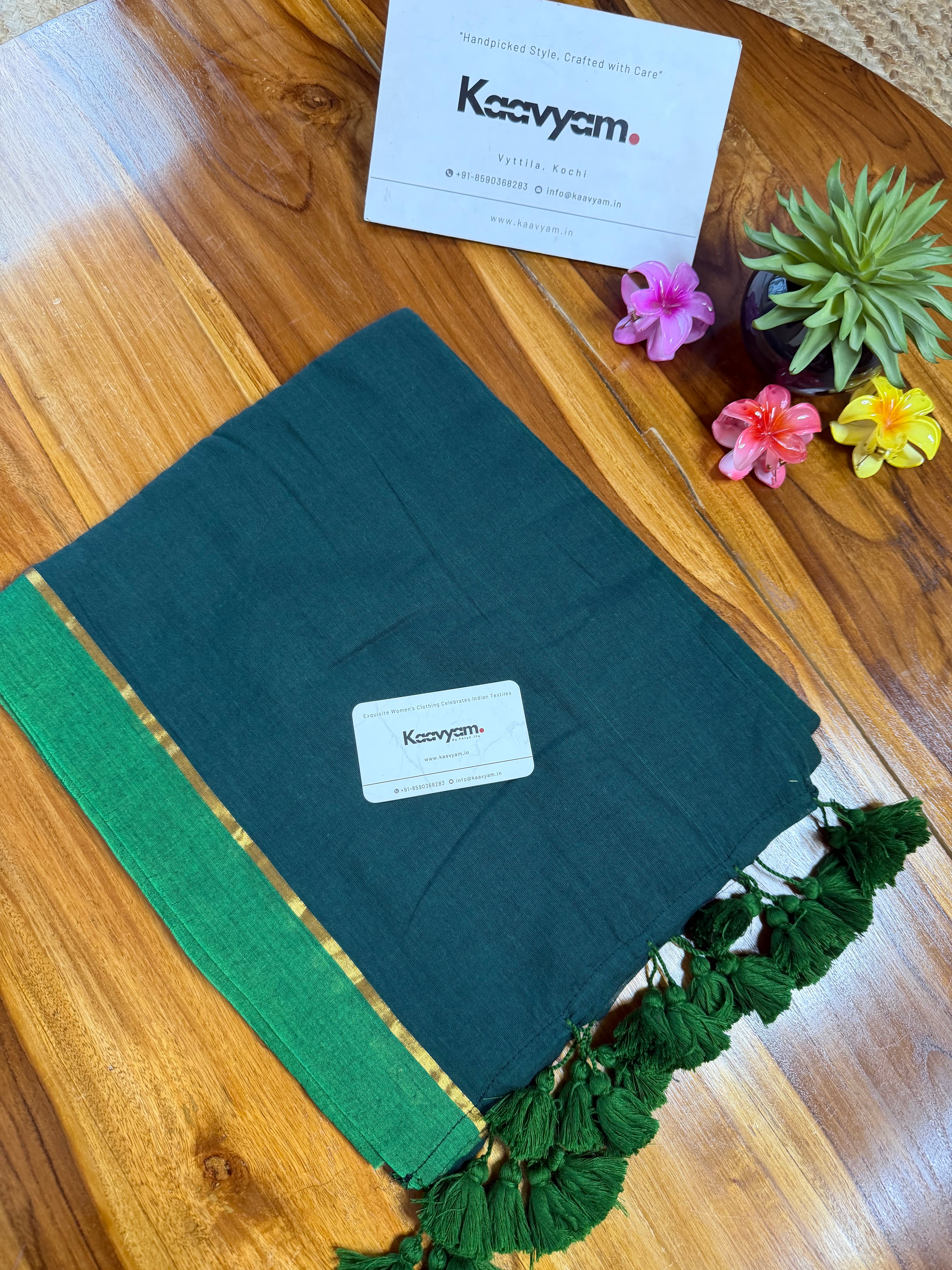 Contrast Green Saree