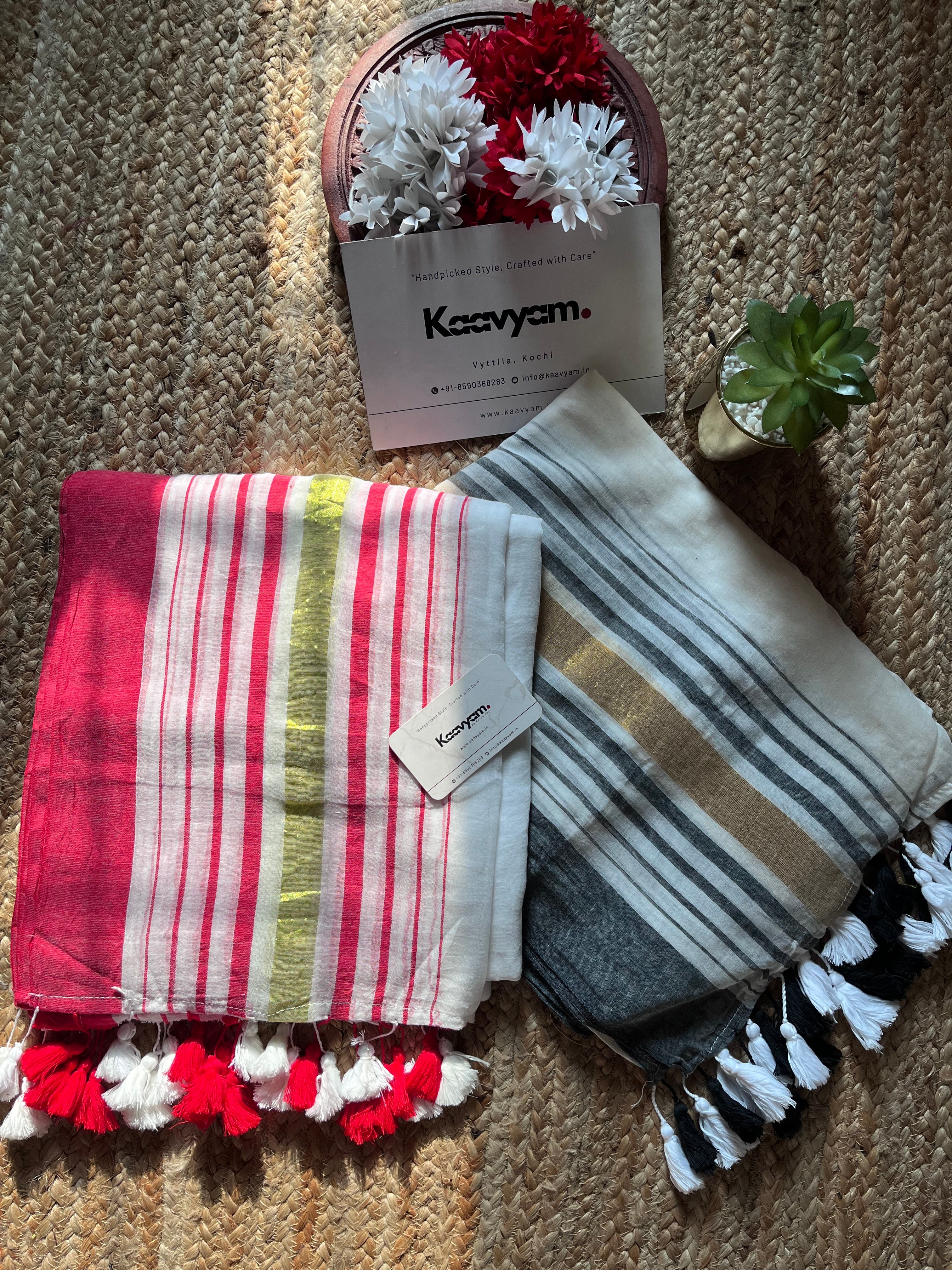 Kasav & Kara Border Mul Cotton Sarees