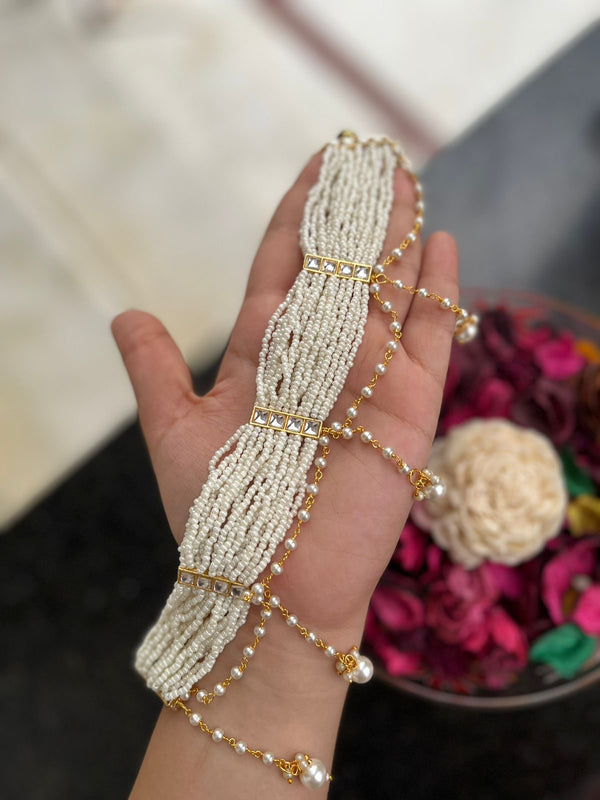 White Pearl Layer Choker & Earrings