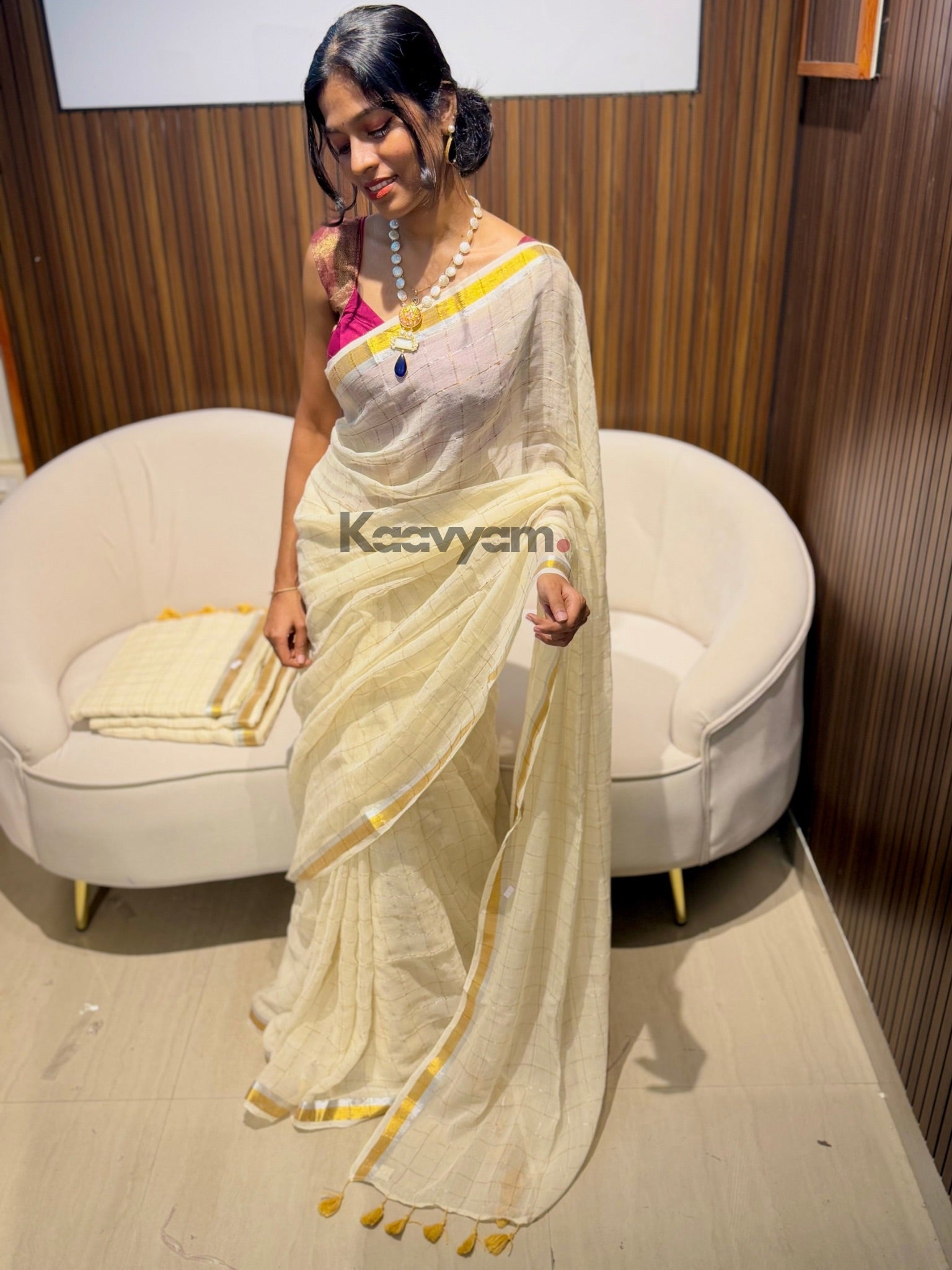 Chandra Kasav Check Saree