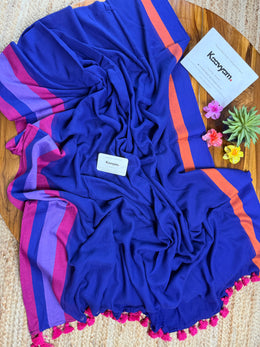 Pink String Border Mul Cotton Saree
