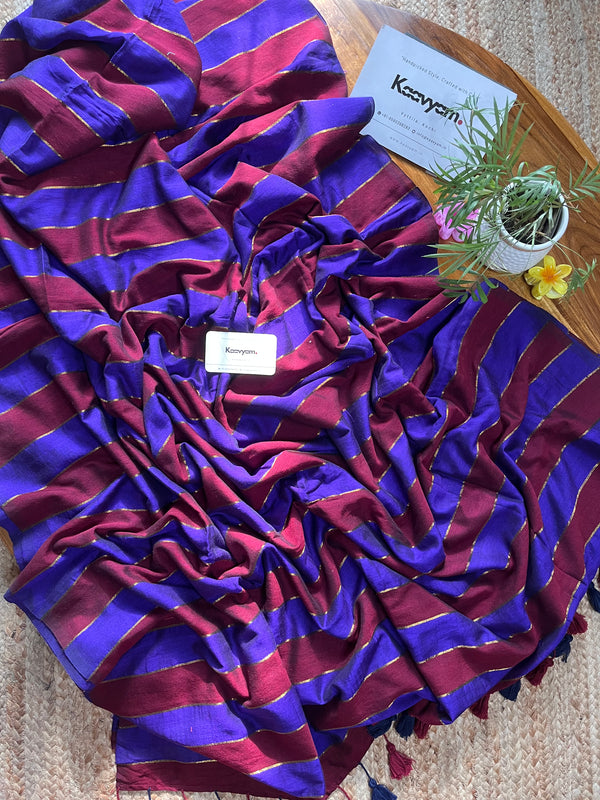 Maroon Stripes Mul Modal Saree