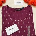 Maroon round neck embroidery Kurti