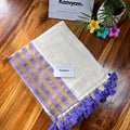 Kasav & Lavender Border Mul Cotton Saree