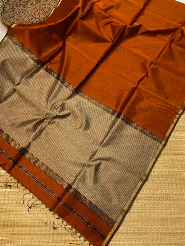 Maheshwari Silk Jute Pallu Saree