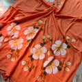 Hibiscus Hand Pianted Mul Cotton Saree