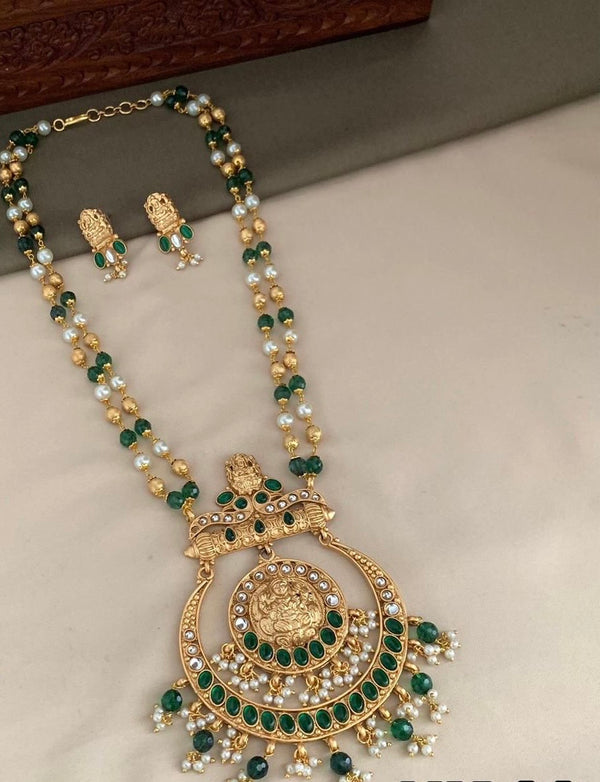 LAYER PEARL HAARAM NECK PIECE AND EARRINGS