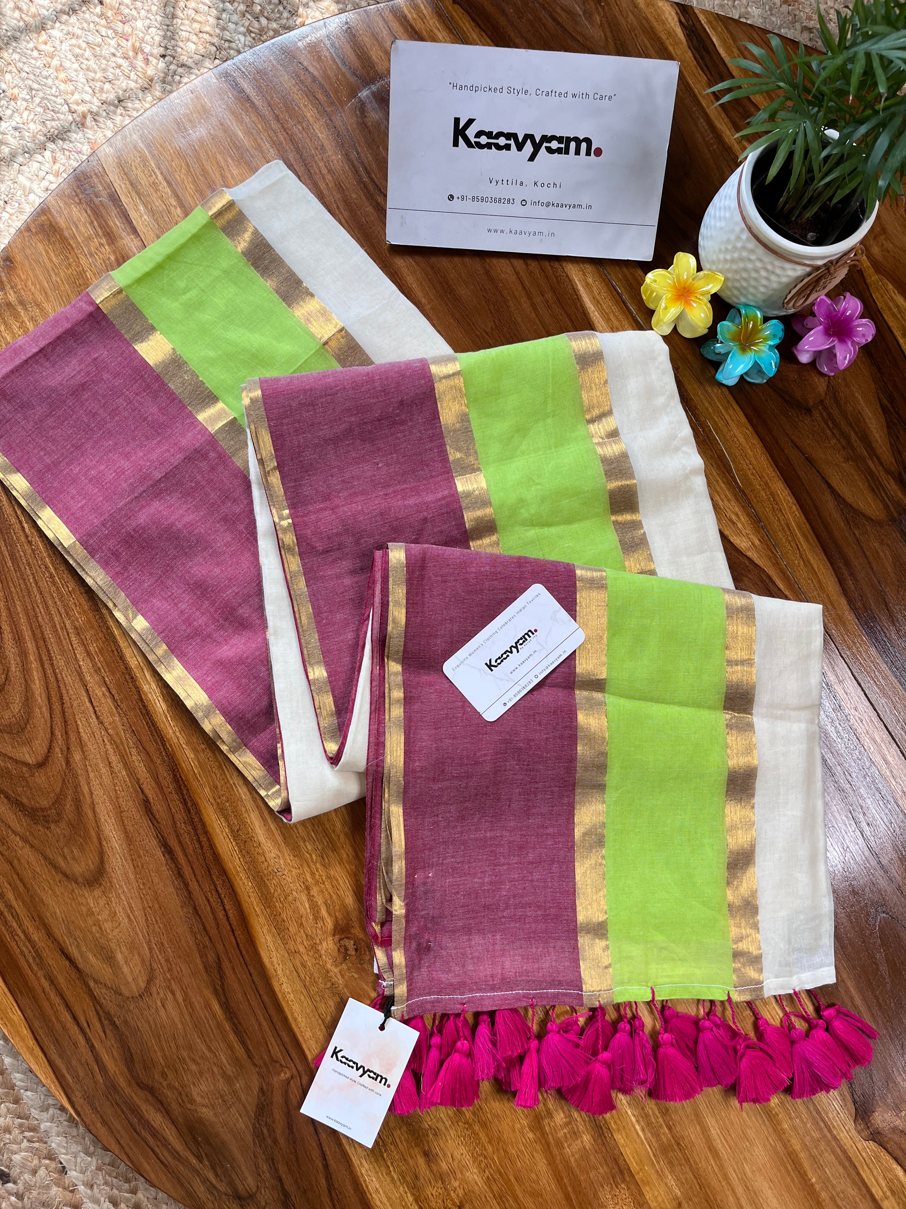 Double Border Mul Cotton Saree - Manka